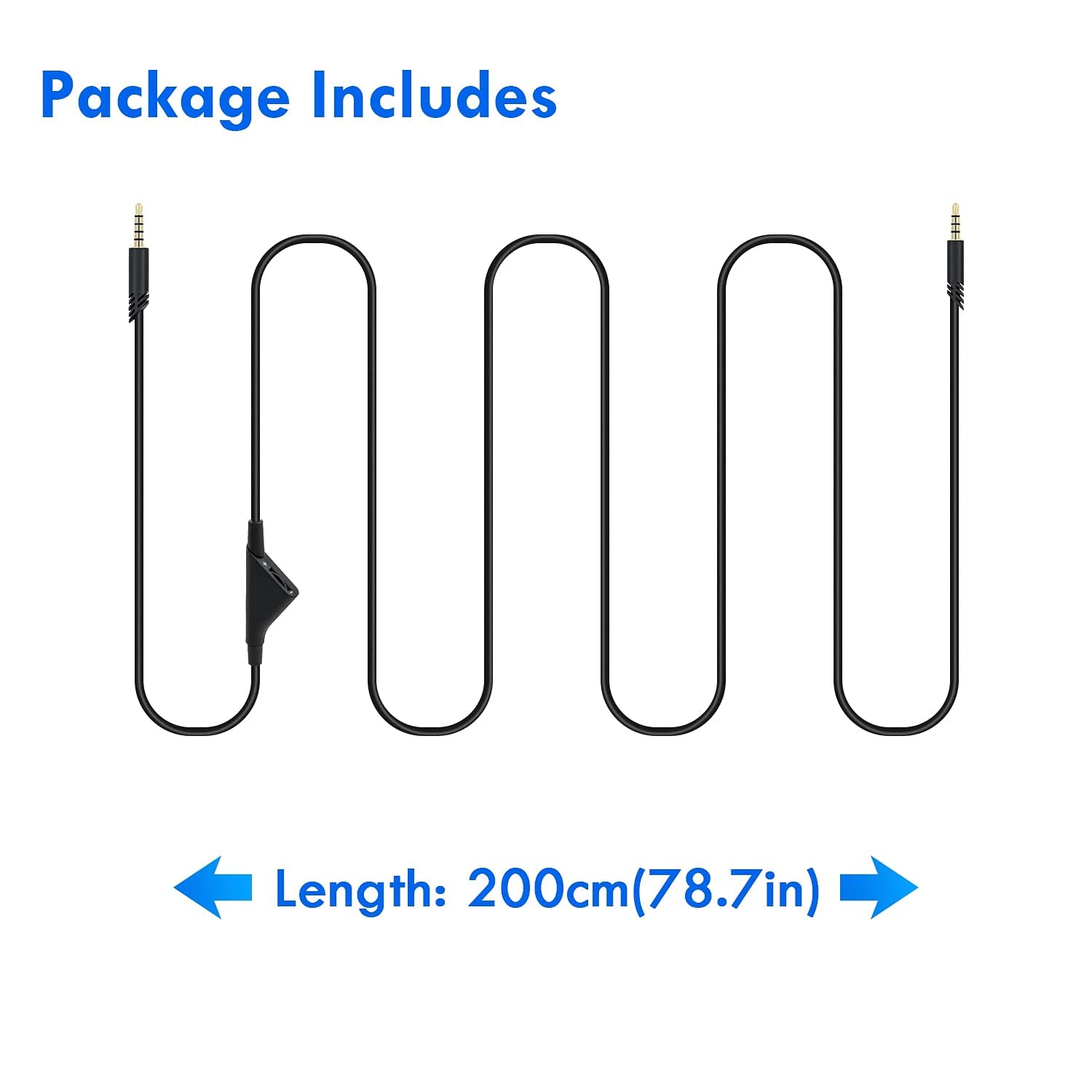 Mcbazel 2M 6.5 Feet Replacement Headset Cable with Volume Control by Mcbazel - Angle View 7