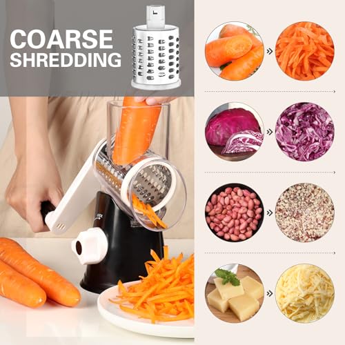 Cambom Rotary Cheese Grater Hand Crank Cheese Shredder, Black - Product Imagery