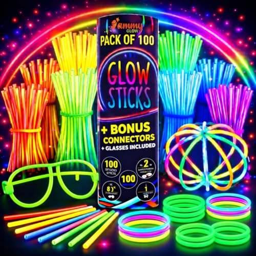 Glow Sticks (205 Pcs Kit) Bulk Party Pack-100 Pack Glow Sticks - Product Imagery