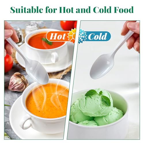 FOCUSLINE 1000 Pack Plastic Teaspoons White, Disposable Spoons - Product Imagery