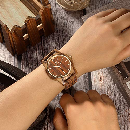 Wooden Watches for Men and Women, Natural Walnut/Olive Wood - Product Imagery