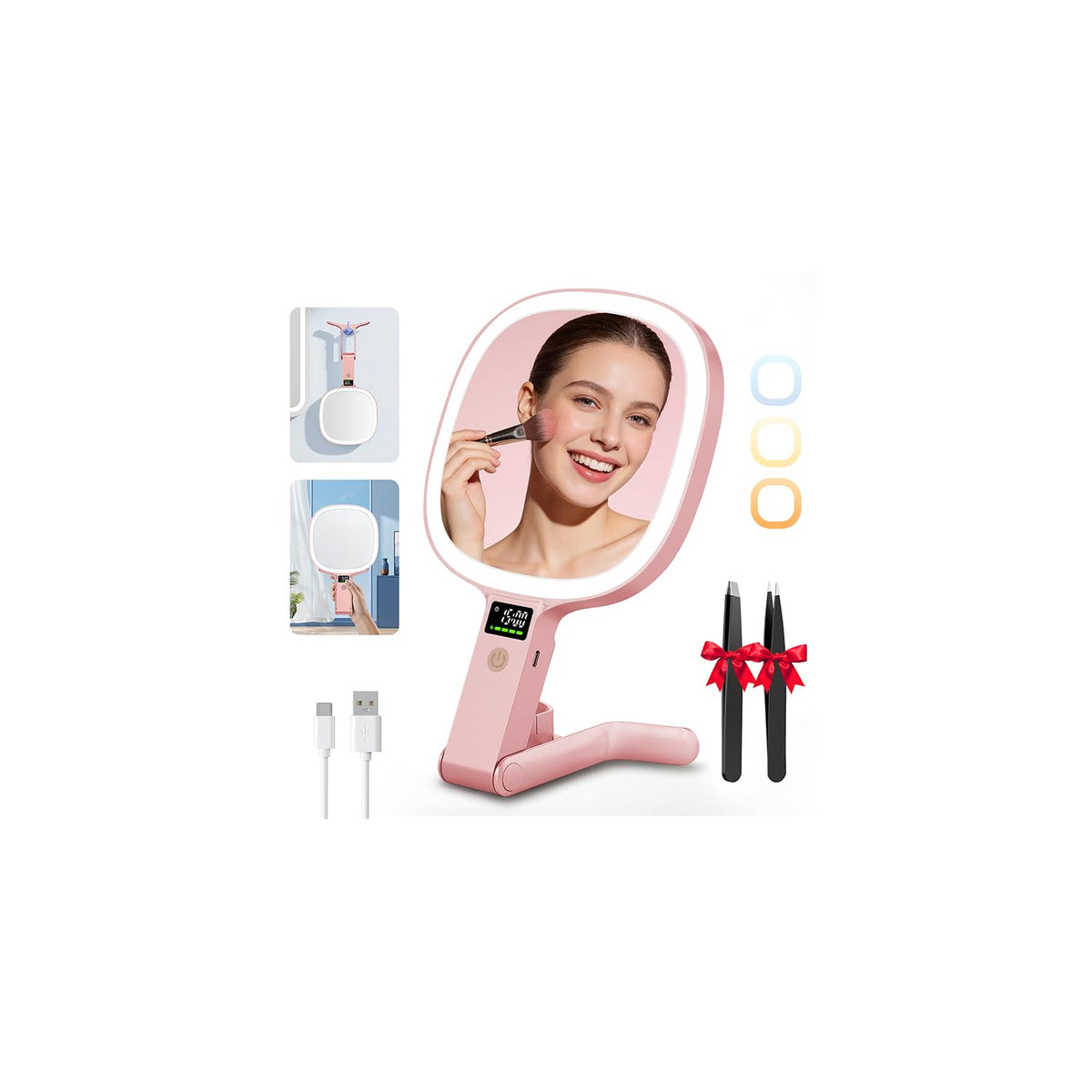 Auxmir 30X 1X Travel Makeup Mirror with Lights LED Display - Auxmir Official Imagery - 2