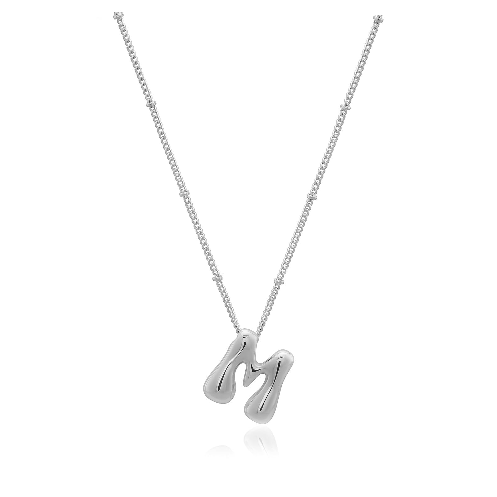 Bheop Initial Necklace for Women, Gold Silver A-Z Bubble Letter - Product Imagery