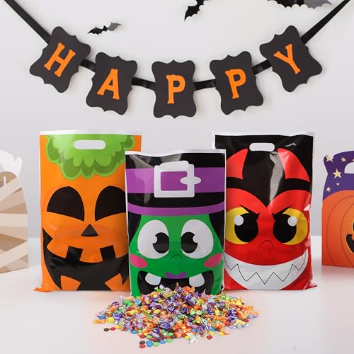 JOYIN 72 Pcs Halloween Bags, Plastic Goodie Bag in 6 Designs for - Product Imagery