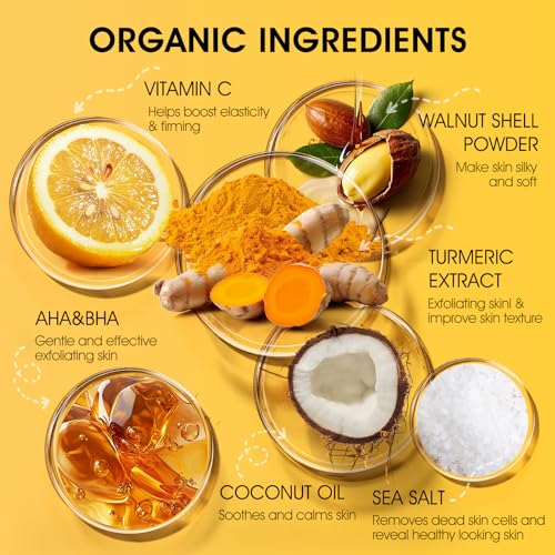 Turmeric Body Scrub, 10% AHA/BHA & Vitamin C Exfoliating Body - Product Imagery