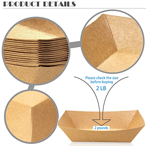 100 Pack 2lb Paper Food Trays, Heavy-Duty Paper Food Boat - Product Imagery