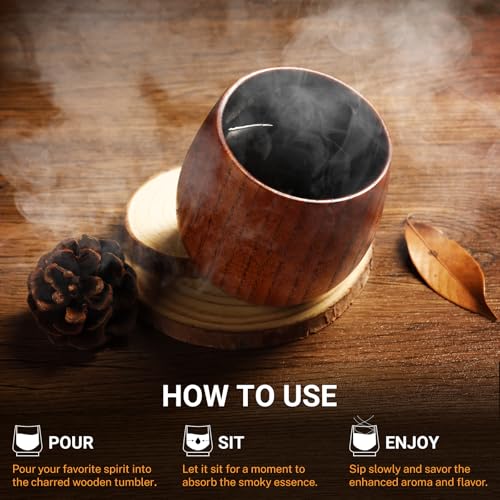 Charred Wooden Whiskey Tumbler – Bourbon Glass for Men | Unique - Product Imagery