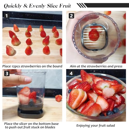 Creative Strawberry Slicer, Detachable Cutter with Push Plate - Product Imagery