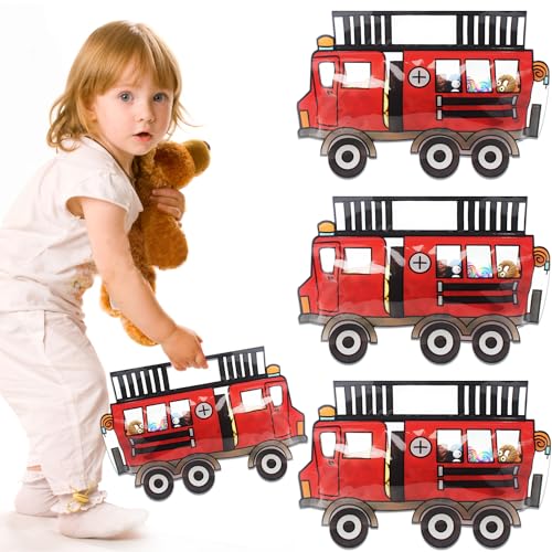 30 Pack Goodie Bags - Cartoon Firetruck Car Candy Treat Bags - Product Imagery
