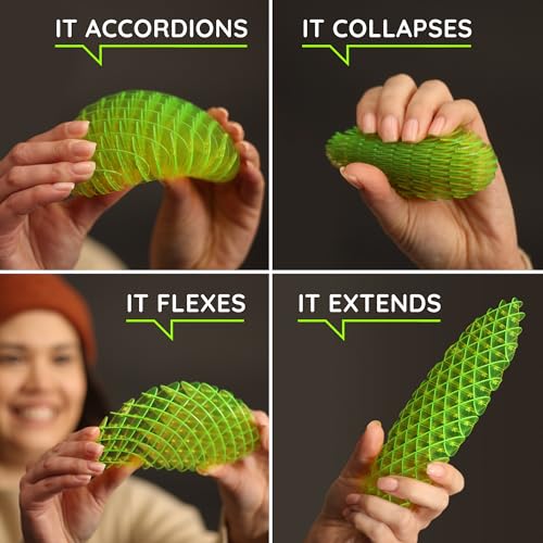 Morf Worm 3D Sensory Fidget Toy for Kids and Adults, Green, Small - Product Imagery