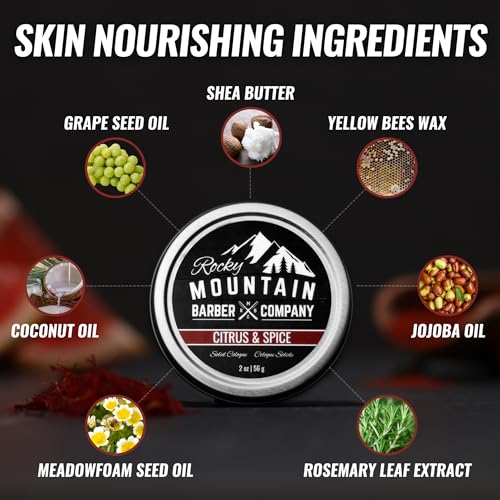 Rocky Mountain Barber Company Citrus and Spice Solid Cologne for - Product Imagery