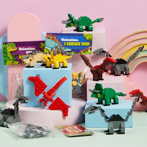 JOYIN 24 Packs Valentines Day Cards with Dinosaur Building - Product Imagery