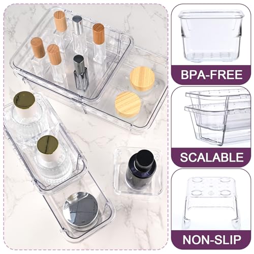 14 Pcs Adjustable Drawer Organizer, Clear Drawer Organizer - Product Imagery