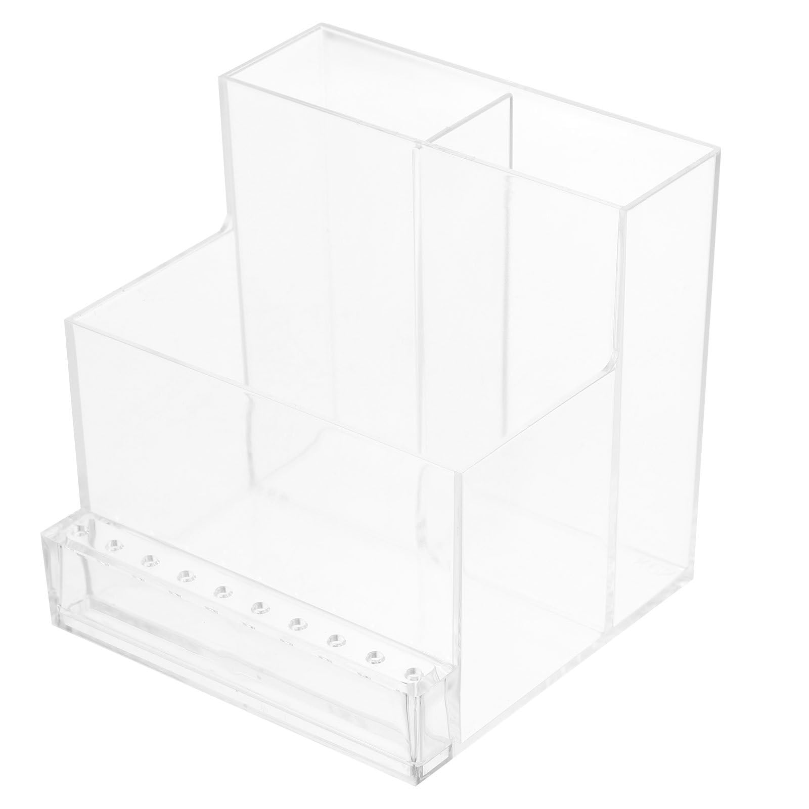 CLISPEED Acrylic Nail Tool Organizer Storage Box Compartments, Multi-tiered Makeup and Cosmetic Display Case for Vanity and Beauty Supply Storage