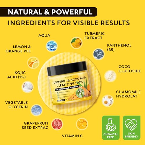 Turmeric Kojic Acid Cleansing Pads for Face - Exfoliating - Product Imagery