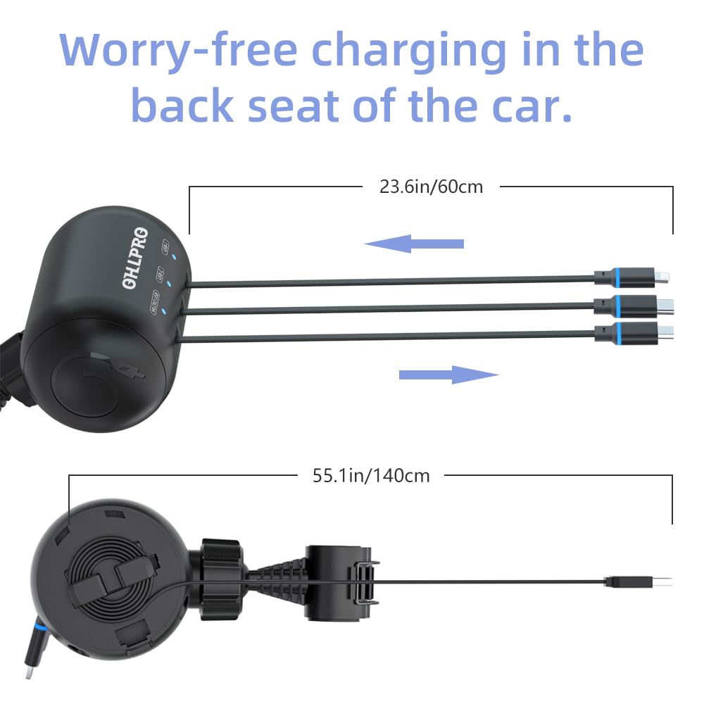 OHLPRO Multi Car Retractable Backseat 3 in 1 Car Charging - OHLPRO Official Imagery - 4
