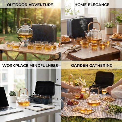 Travel Gongfu Tea Set – Portable Borosilicate Glass Teapot with - Product Imagery