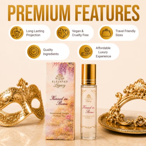 Kissed in Rome Vanilla Perfume Oil Rollerball for Women, 10ml | - Product Imagery
