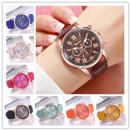 Women Men Lady Teen Girl PU Leather Band Watches Dial Analog - Product Imagery