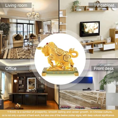 Feng Shui Chinese Zodiac OX Year Golden Resin Collectible - Product Imagery