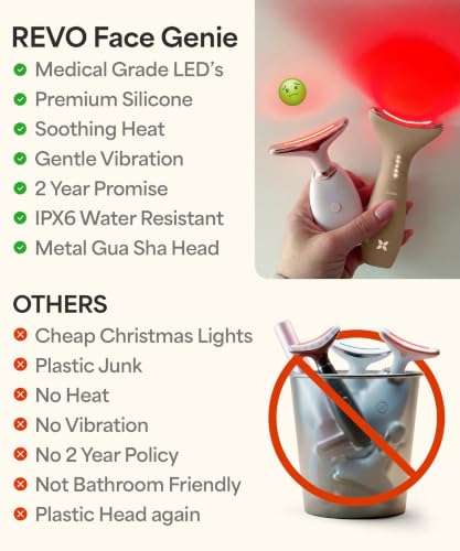 REVO Genie Facial Massager for Face and Neck, LED Beauty Device - Product Imagery