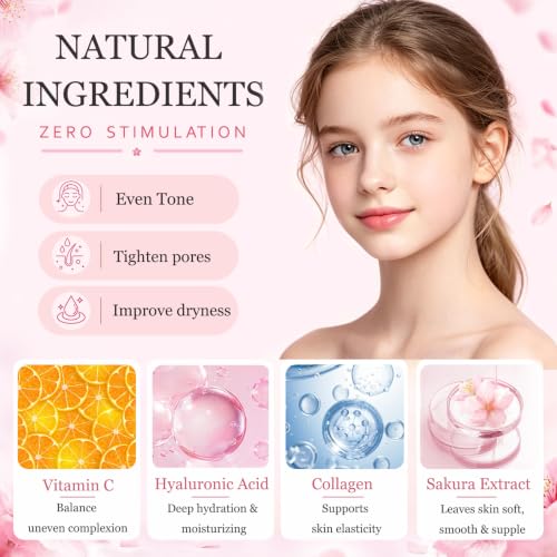Sakura Skin Care Set for Kids Teen Girls, 14 PCS Daily Gentle - Product Imagery