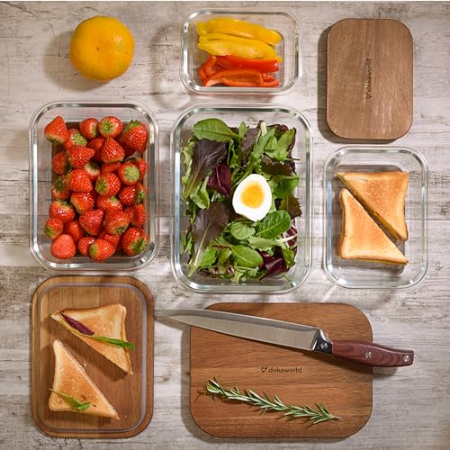 Glass Container Set with Acacia Lids - Product Imagery