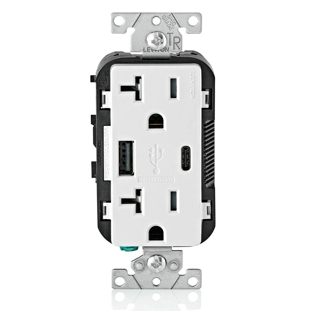 Leviton Type A Type C USB In Wall Charger with 20A Tamper - Leviton Official Imagery - 7