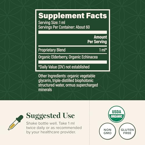 Global Healing USDA Organic Elderberry & Echinacea Liquid - Product Imagery