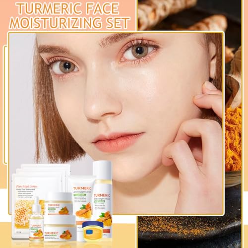 Turmeric Skin Care Set,Facial Kit with Facial Cleanser,Toner,Eye - Product Imagery