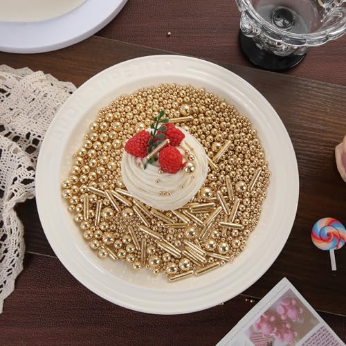 Edible Gold Pearl Sprinkles Cake Decoration Cupcake Topper - Product Imagery