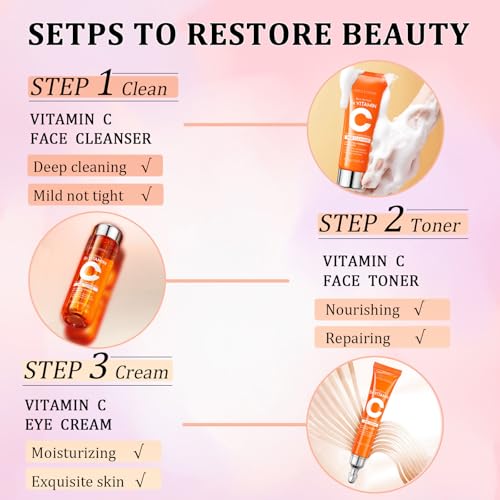 Vitamin C Skincare Set, 6-In-1 Skincare Gift Set With Cleanser, - Product Imagery