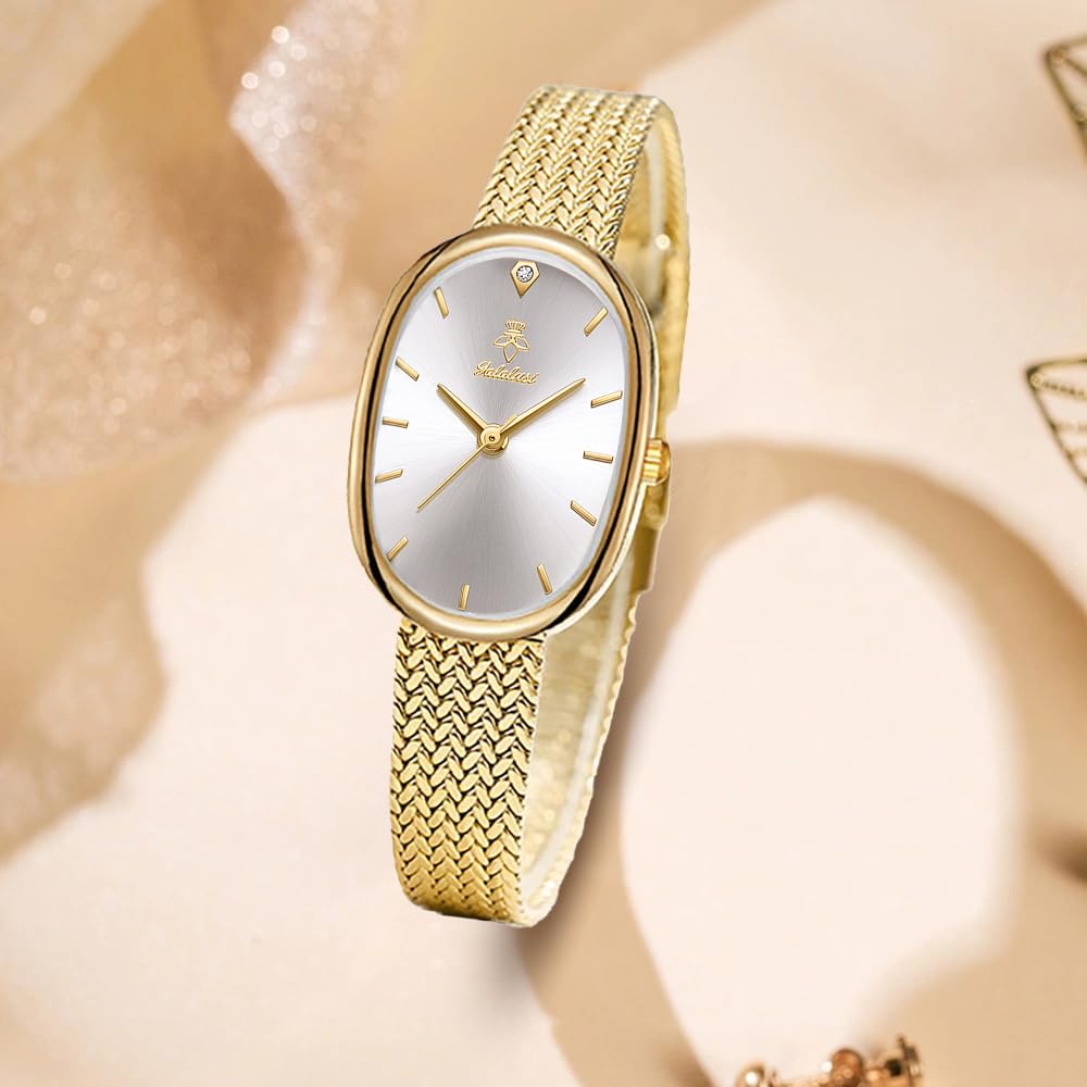 MASTOP Petite Vintage Oval Gold Bracelet Watch for Women - MASTOP Official Imagery - 4