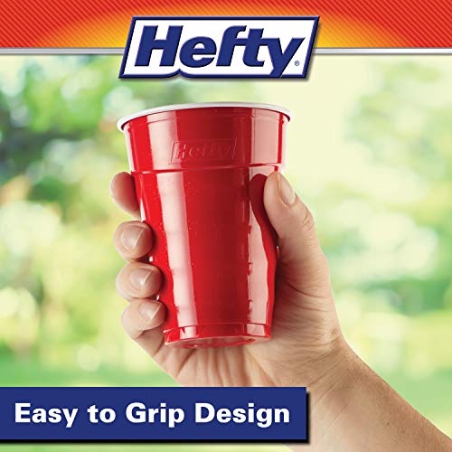 Hefty Easy Grip Disposable Plastic Cold Cups, Red, 18 Ounce, 50 - Product Imagery