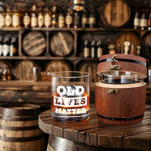 LIGHTEN LIFE Old Lives Matter Whiskey Glass Set 12 oz, Bourbon - Product Imagery