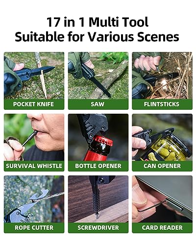 17 in 1 Multitool Knife Fire Starting Stick Bottle Opener Saw - Product Imagery