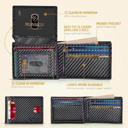 RUNBOX Wallet for Men -Slim Rfid Leather Mens Bifold Novelty - Product Imagery