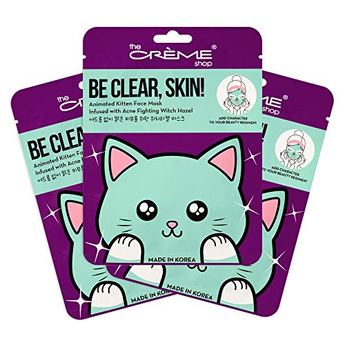 The Creme Shop Animal Sheet Mask, Korean, Hydrating, Collagen, Vitamin C, Anti-Aging - Pack of 3 (Kitten) - The Crème Shop Official Product View 1