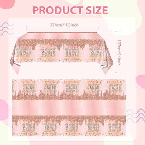 3 Pack 100th Birthday Decorations Rose Gold 100 Years Old - Product Imagery