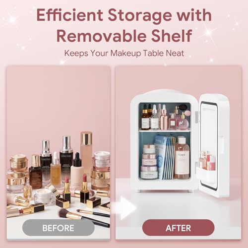 Xbeauty 4L Mini Skincare Fridge With Dimmable LED Mirror - Product Imagery