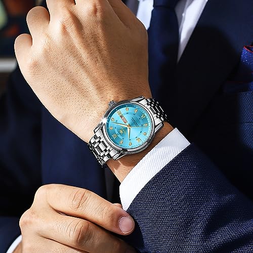 OLEVS Watch for Men Skeleton Business Dress Stainless Steel - Product Imagery