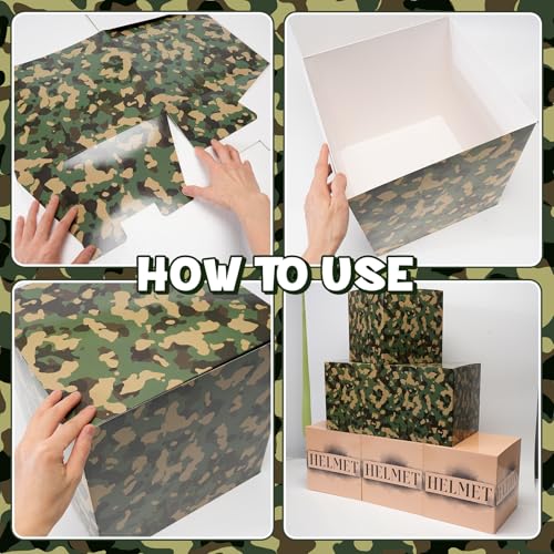 19 Pcs Camo Boxes Decor Army Party Decorations for Jungle Camo - Product Imagery