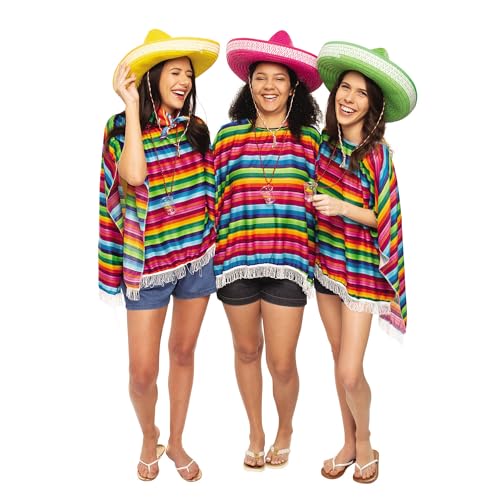 Fun Express Colored Sombrero Hats - Long-Lasting Set of 12 - Product Imagery