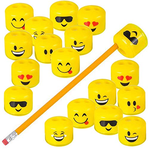 ArtCreativity Emoticon Sharpeners for Kids, Bulk Pack of 24, - Product Imagery