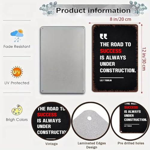 8x12 Inch Aluminum Motivational Wall Art Sign, Inspirational - Product Imagery
