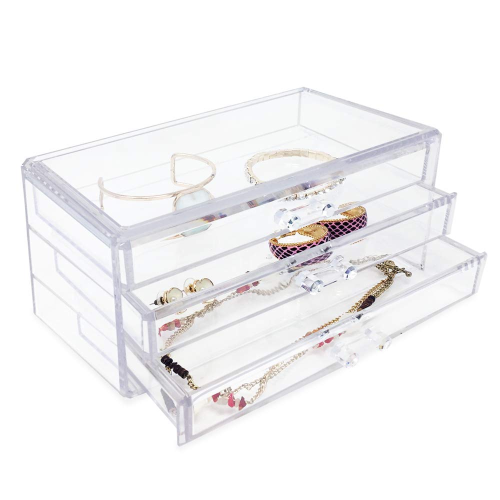 Isaac Jacobs Clear Acrylic 3 Drawer Stackable Jewelry - Isaac Jacobs Official Imagery - 5