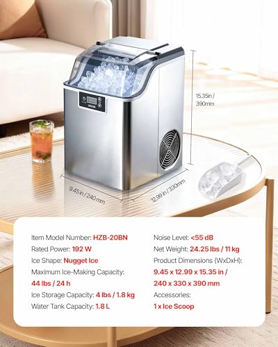 VEVOR Countertop Ice Maker, 44 lbs per Day, Self-Cleaning - Product Imagery