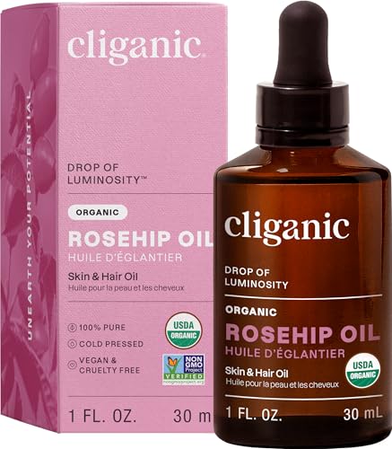 Cliganic Organic Rosehip Seed Oil for Face, 100% Natural Cold Pressed - Cliganic Official Product View 1