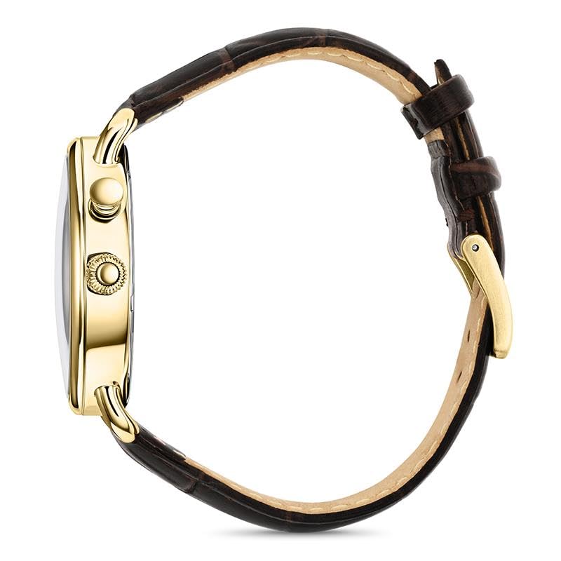 Stauer 1920s Men’s Retrograde Watch with Leather Band - Art Deco - Product Imagery