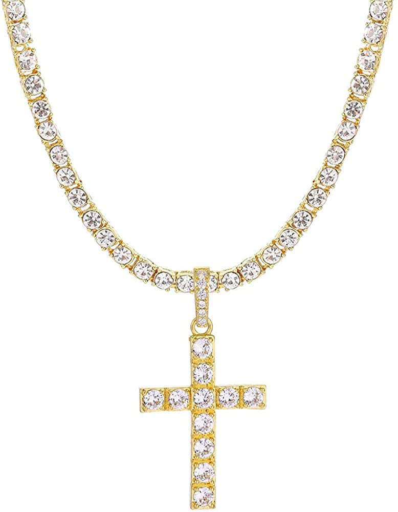 Charles Raymond Luxury Mens Iced Out Tennis Cross Necklace w - Charles Raymond Official Imagery - 4